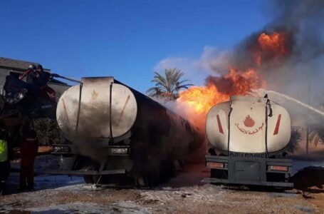 إخماد حريق بصهاريج للوقود دون أضرار بشرية بصياد غرب طرابلس
